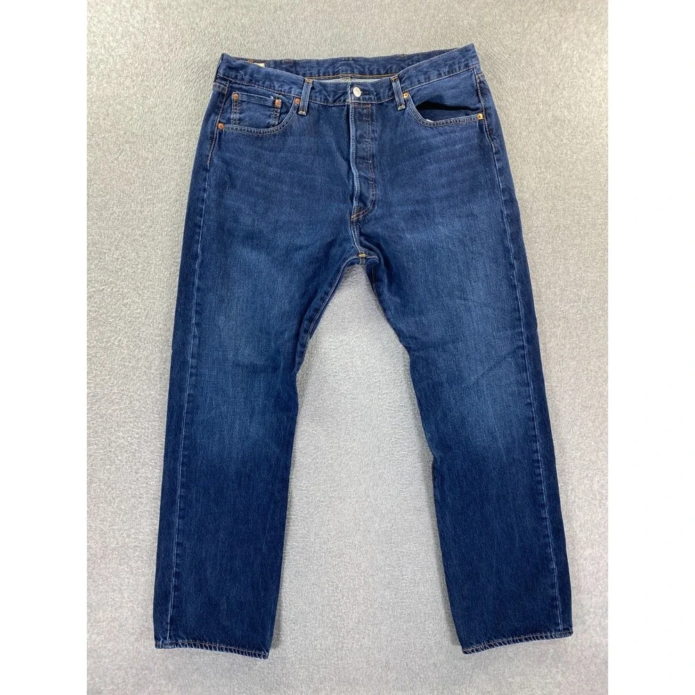 Levis 501 Jeans Mens 38x32‎ Denim Pants Premium Big E Button Fly (Fits 36x30)
